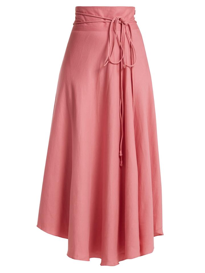 Apiece Apart Rosehip Linen-blend Wrap Skirt