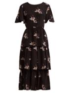 Matchesfashion.com Athena Procopiou - Three Tier Floral Print Dress - Womens - Black Print