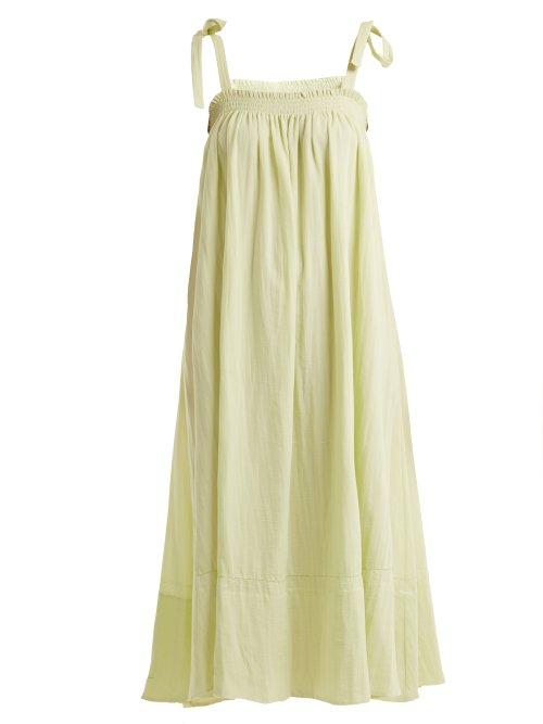 Matchesfashion.com Loup Charmant - Bastille Square Neck Cotton Dress - Womens - Light Green