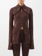 16arlington - Opala Spearpoint-collar Crystal Jersey Shirt - Womens - Brown Multi