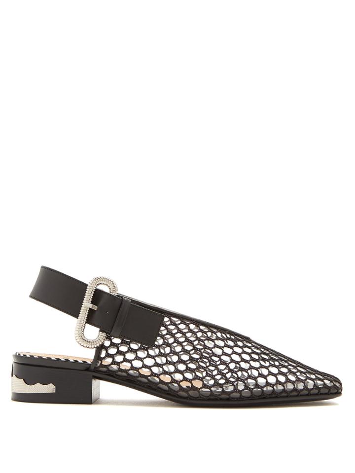 Toga Mesh-covered Square-toe Slingback Pumps
