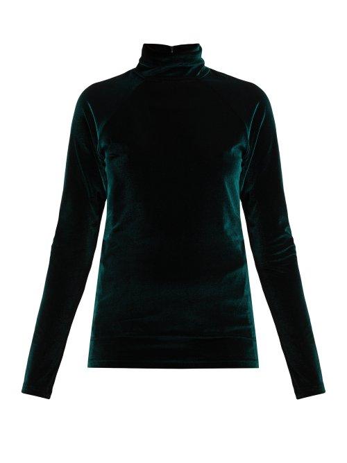 Matchesfashion.com Haider Ackermann - Kerria Roll Neck Velvet Top - Womens - Green