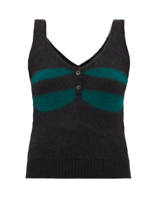 Matchesfashion.com Marni - Striped Knitted Wool-blend Tank Top - Womens - Black Green