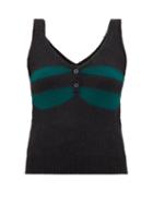 Matchesfashion.com Marni - Striped Knitted Wool-blend Tank Top - Womens - Black Green