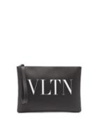 Matchesfashion.com Valentino Garavani - Vltn-print Leather Pouch - Mens - Black White