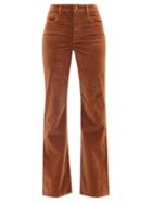 Nili Lotan - Celia Cotton-blend Velvet Flared-leg Trousers - Womens - Brown