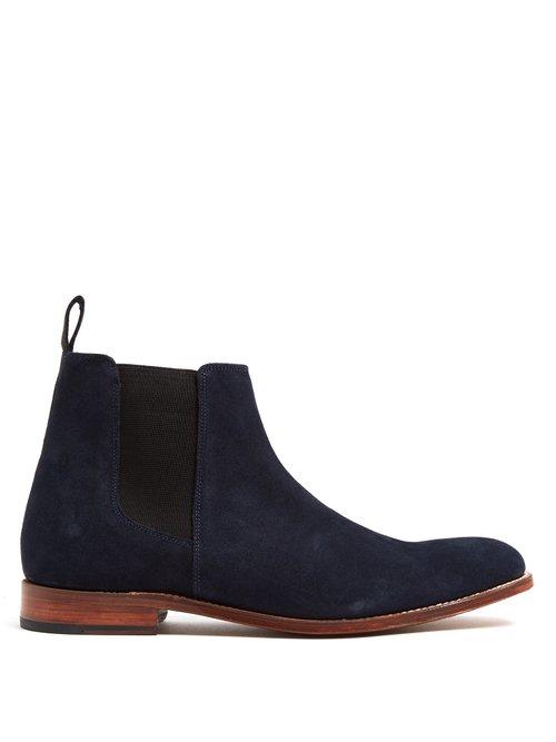 Matchesfashion.com Grenson - Declan Suede Chelsea Boots - Mens - Navy