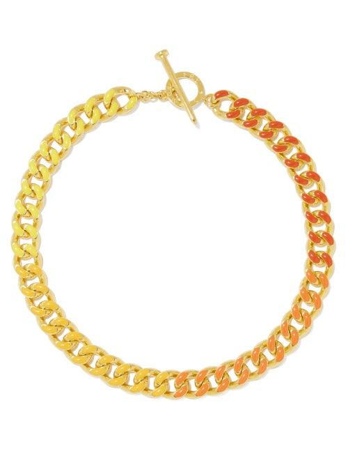 Fry Powers - Sunshine Enamel & 14kt Gold-plated Necklace - Womens - Yellow Multi