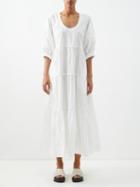 Co - Scoop-neck Crinkled Cotton-blend Poplin Midi Dress - Womens - White