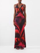 Louisa Ballou - High Sea Queen's Gambit-print Halterneck Dress - Womens - Pink Print