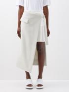 Sacai - Pleated Wool Wrap Skirt - Womens - Ecru