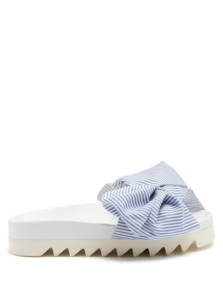 Joshua Sanders Skinny-stripes Bow Platform Slides