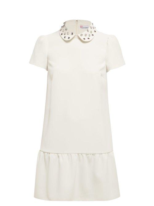 Matchesfashion.com Redvalentino - Crystal Embellished Crepe Midi Dress - Womens - Ivory