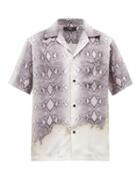 Matchesfashion.com Amiri - Python Print Silk Short Sleeved Shirt - Mens - Grey