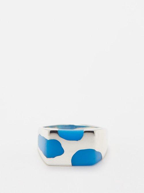 Ellie Mercer - Resin & Sterling-silver Ring - Mens - Silver