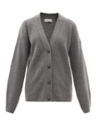 Moncler - Rib-knitted Virgin Wool-blend Cardigan - Womens - Grey