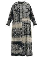 Matchesfashion.com Biyan - Rellai Embroidered Silk-blend Organza Coat - Womens - Black Multi