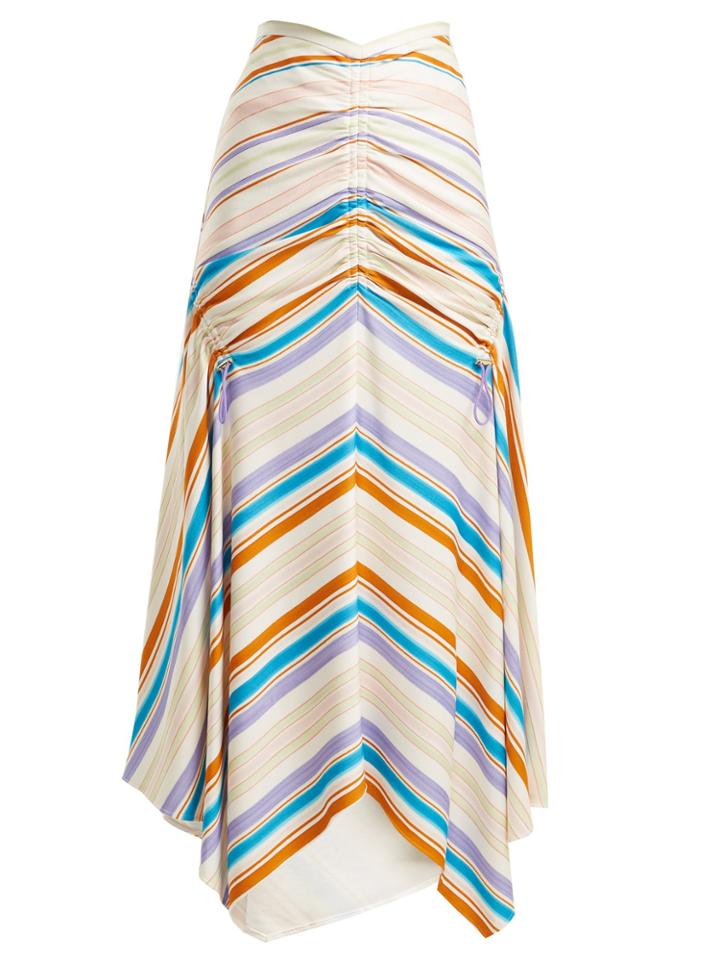 Peter Pilotto Ruched Striped-jersey Skirt