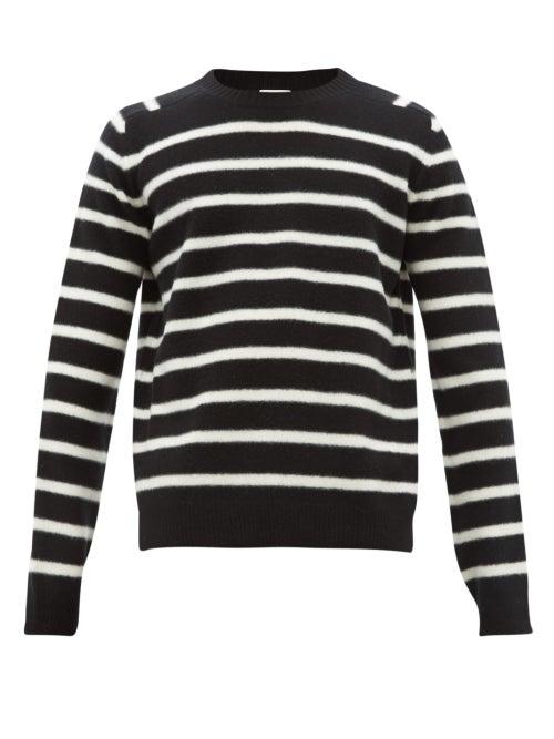 Matchesfashion.com Saint Laurent - Striped Brushed Virgin Wool Sweater - Mens - Black Multi