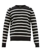 Matchesfashion.com Saint Laurent - Striped Brushed Virgin Wool Sweater - Mens - Black Multi