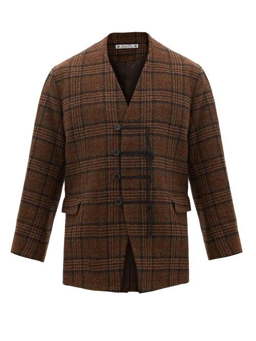 Matchesfashion.com Sasquatchfabrix - Frog-button Wool-tweed Jacket - Mens - Navy Gold