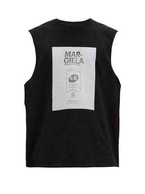 Matchesfashion.com Maison Margiela - Logo Printed Cotton Jersey Tanks Top - Mens - Black