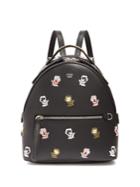 Fendi Floral-embroidered Mini Leather Backpack