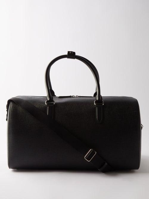 Smythson - Panama Textured-leather Holdall - Mens - Black