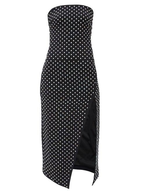Matchesfashion.com David Koma - Crystal-embellished Strapless Midi Dress - Womens - Black