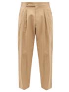 Le17septembre Homme - Pleated Cotton-twill Straight-leg Trousers - Mens - Beige