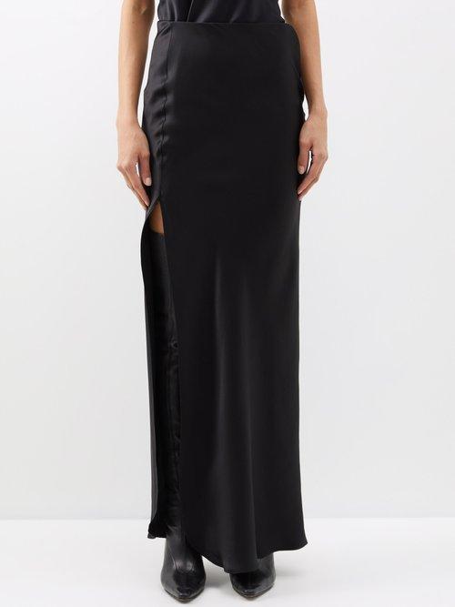 Nili Lotan - Azalea Side-slit Silk Maxi Skirt - Womens - Black