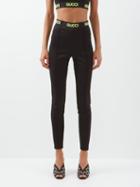 Gucci - Logo-print Technical Cotton-blend Jersey Leggings - Womens - Black