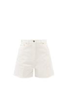 Ladies Rtw Gucci - Logo-patch Denim Bermuda Shorts - Womens - White