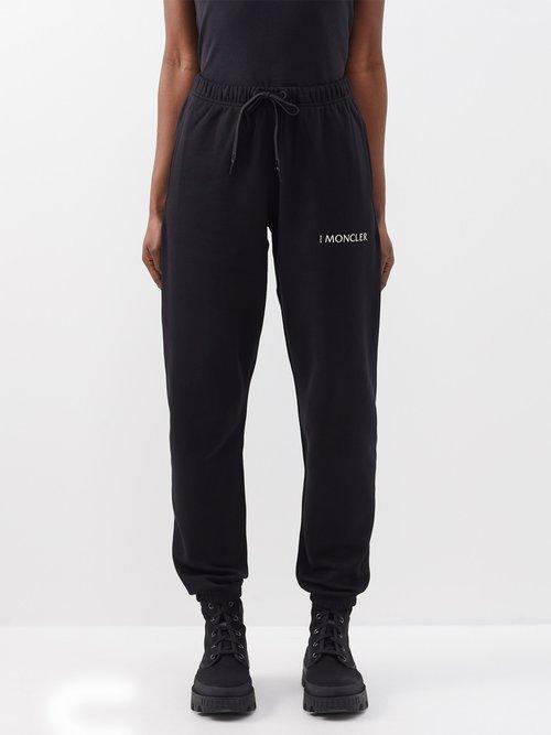 4 Moncler Hyke - Logo-patch Cotton-jersey Track Pants - Womens - Black