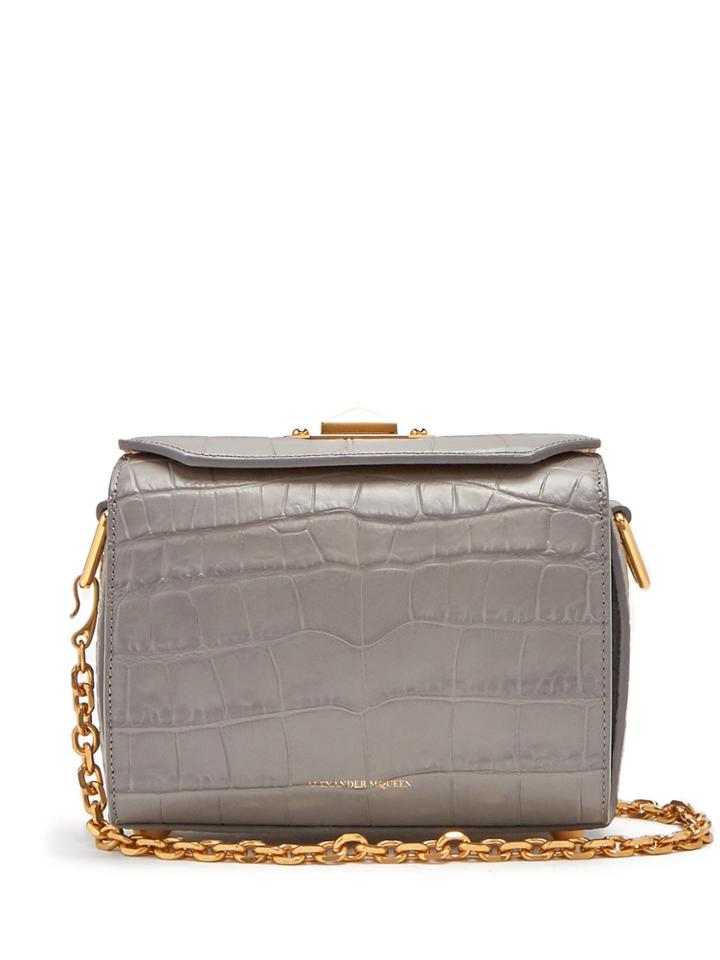 Alexander Mcqueen Crocodile-effect Leather Box Bag