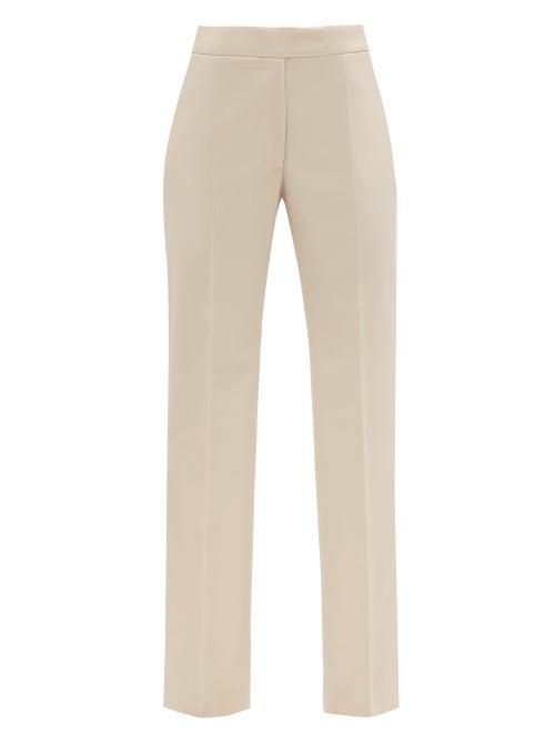 Matchesfashion.com Stella Mccartney - High-rise Front-pleated Wool-twill Trousers - Womens - Light Beige