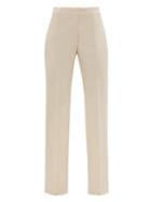 Matchesfashion.com Stella Mccartney - High-rise Front-pleated Wool-twill Trousers - Womens - Light Beige