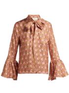 Matchesfashion.com La Doublej - Happy Wrist Bell Sleeve Blouse - Womens - Pink Multi