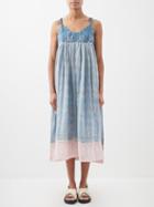 Story Mfg. - Daisy Batik-dyed Organic-cotton Midi Dress - Womens - Pink Blue