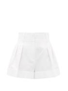Matchesfashion.com Valentino - High-rise Pleated Cotton Shorts - Womens - White