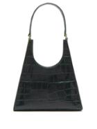 Matchesfashion.com Staud - Rey Crocodile Embossed Leather Shoulder Bag - Womens - Dark Green