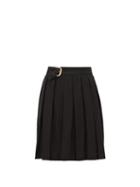 Matchesfashion.com Art School - Belted Pleated Linen Skirt - Womens - Black