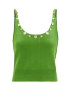 Matchesfashion.com Staud - Ares Shell-button Scoop-neck Tank Top - Womens - Green