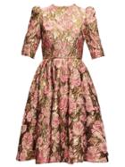 Matchesfashion.com Dolce & Gabbana - Metallic Rose-jacquard Dress - Womens - Gold Multi