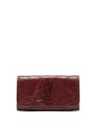 Matchesfashion.com Saint Laurent - Niki Ysl Monogram Crinkle Leather Wallet - Womens - Burgundy