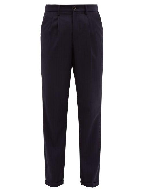 Matchesfashion.com Barena Venezia - Vettor Pinstripe Wool Twill Tailored Trousers - Mens - Navy