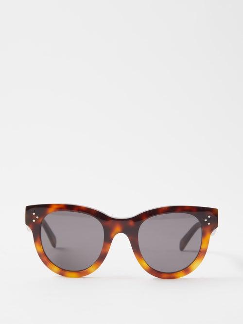 Celine Eyewear - Bold Story Round Tortoiseshell-acetate Sunglasses - Womens - Black Brown Multi