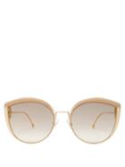 Matchesfashion.com Fendi - F Is Fendi Oversized Cat-eye Metal Sunglasses - Womens - Gold