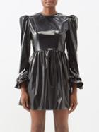 Batsheva - Puff-sleeve Pvc Mini Dress - Womens - Black