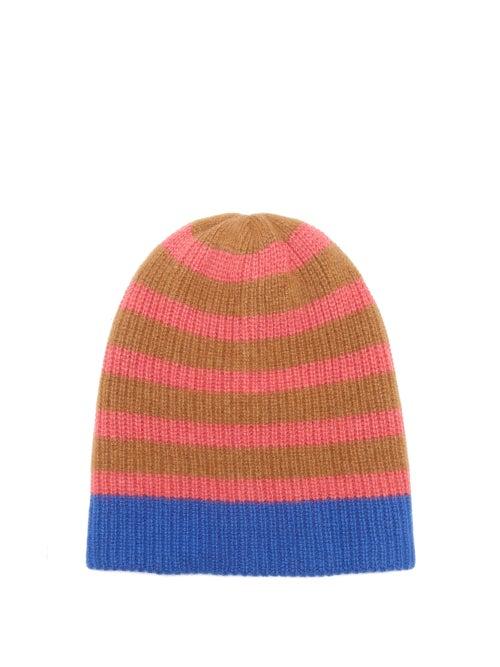 The Elder Statesman - Striped Cashmere Beanie Hat - Womens - Pink Multi